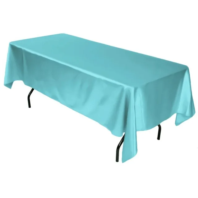 turquoise 1 шт. двойной сшитый край 145 см x 304 см прямоугольная атласная Скатерть белая/черная скатерть для свадебного Рождественского украшения - Цвет: turquoise