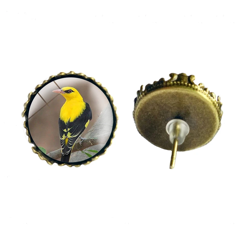 Золотые серьги-гвоздики с короной для женщин Стеклянные Кабошоны круглые