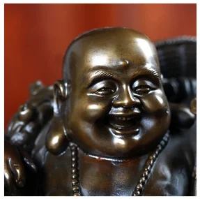 Открытие Майтрейя медный Будда живот Смеющийся статуя украшения большой лаки