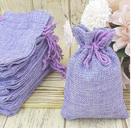 Purple Персональный логотип натуральный джутовый мешочек для хранения с шнурком печать логотипа компании или имя магазина свадебный дизайн подарочный кисет для ювелирных изделий - Цвет: Purple