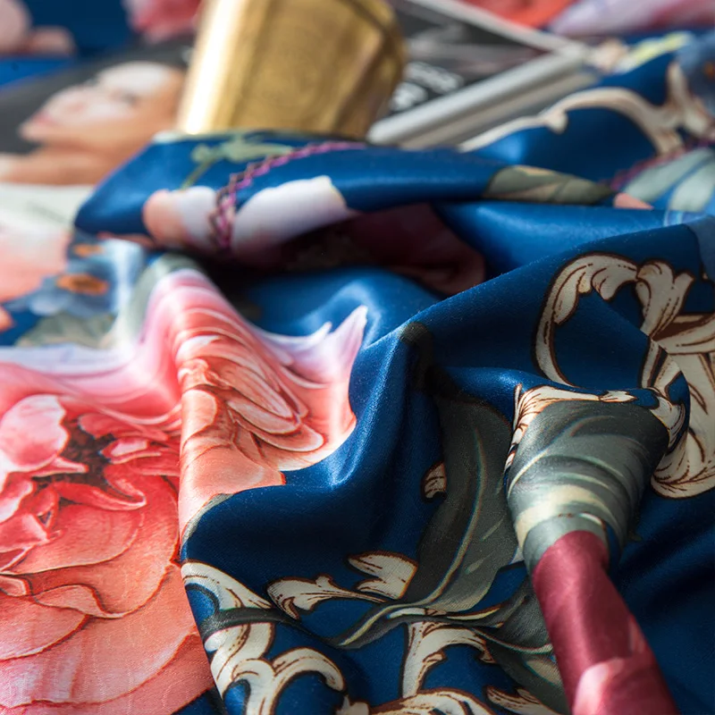 4 шт. Новые Роскошные Tencel хлопок Красочные постельные принадлежности с цветами Набор цифровой пододеяльник с рисунком комплект простыня наволочка queen King size