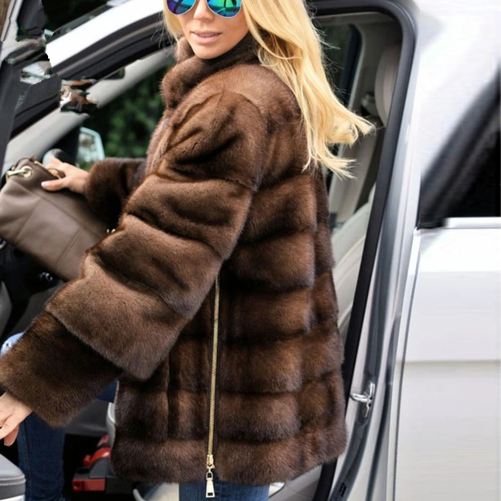 TOPFUR Winter Real Fur Customized Short Real Fur Coat Women Natural Mink Fur Jacket full Sleeves Mandarin Collar Coat Women