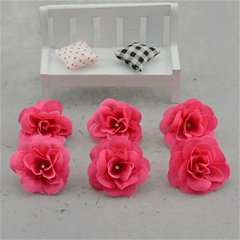 rose Red Можно смешивать цвета) Новые 10 шт Искусственные розовые шелковые головки цветов украшения для свадебной вечеринки декоративные цветы для банкета - Цвет: rose Red