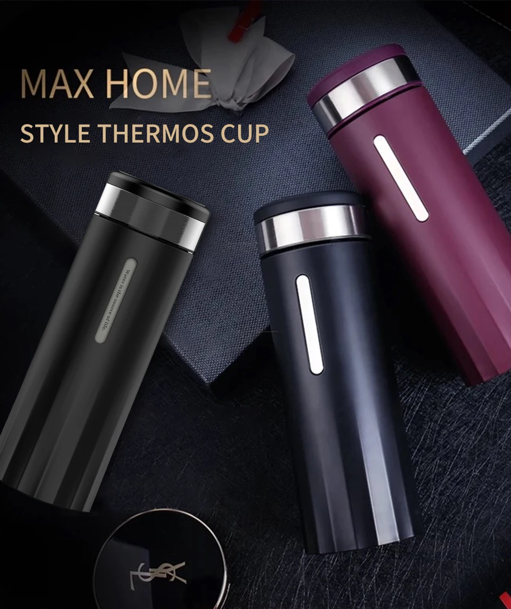 MAX HOME 280 мл, термос Нескользящая термос из нержавеющей стали с фильтром с зажимом и одной чистой щеткой