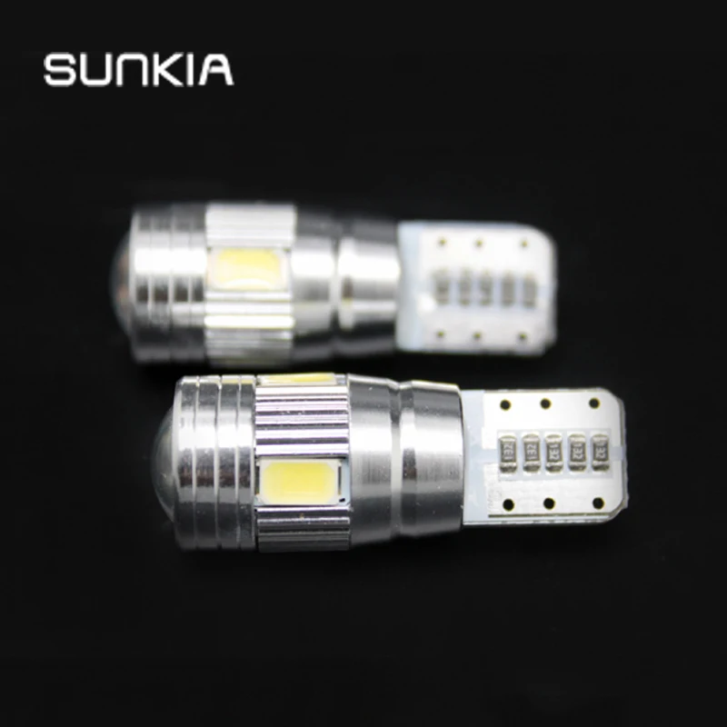 2 шт./пара SUNKIA T10 Canbus холодный белый Ошибок Лампы W5W светодиодный 6 SMD 5630 объектив