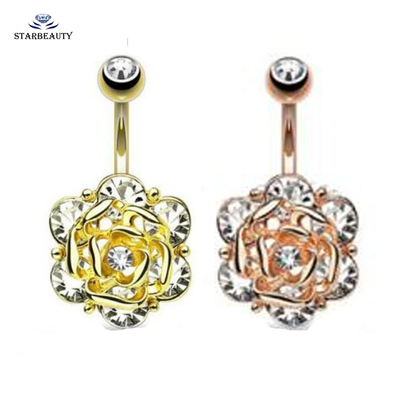 Женское кольцо для пирсинга пупка с красными кристаллами 2 цвета|body jewelry|women body