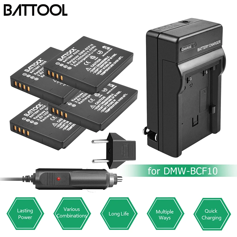 BATTOOL 4*1400 mAh 5.04Wh Камера Батарея для Panasonic DMW BCF10E BCF10 DMC FS1 L20 FX60N FP8R FX65N FS15|Цифровые
