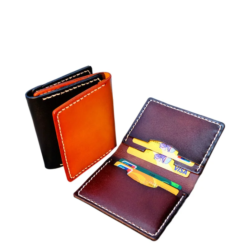 Мужской винтажный кошелек ручной работы из натуральной кожи для банковских карт
