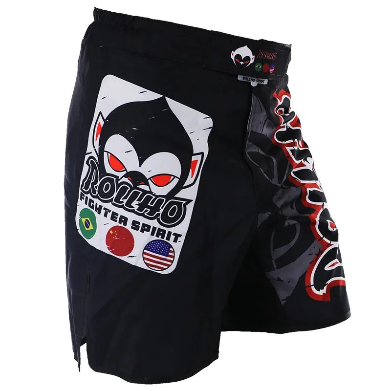 ROLLHO mma взрослые венозные змеи Мужские Женские Геометрические Боксерские Шорты Муай Тай ММА шорты Одежда для бокса шорты для боевых искусств Санда - Цвет: Black