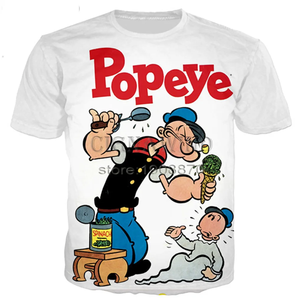 13 Новая классическая серия popeye футболка для мужчин и женщин с 3D принтом Новинка модная футболка хип хоп Уличная Повседневная летняя футболка - Color: 13
