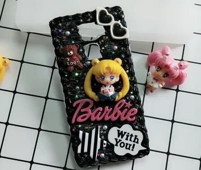 Sailor Moon Black H 3D чехол ручной работы для samsung S10 plus S9/S8+ кремовый Сейлор Мун чехол для телефона «сделай сам» Galaxy Note 8/9 заказной крем конфетный подарок для девочки - Цвет: Sailor Moon Black H