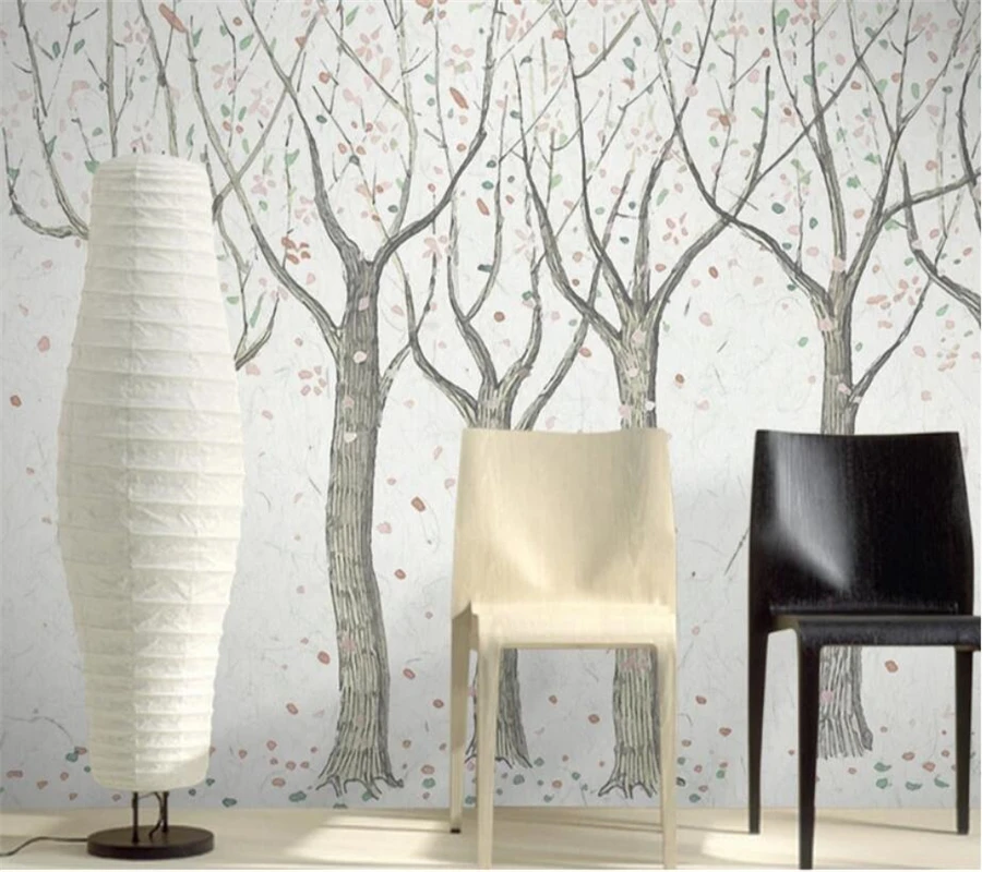 wellyu Custom Wallpaper 3d Large Photo murals Hand painted Nostalgic Abstract Trees Sofa Background Wall paper papel de parede - купить по