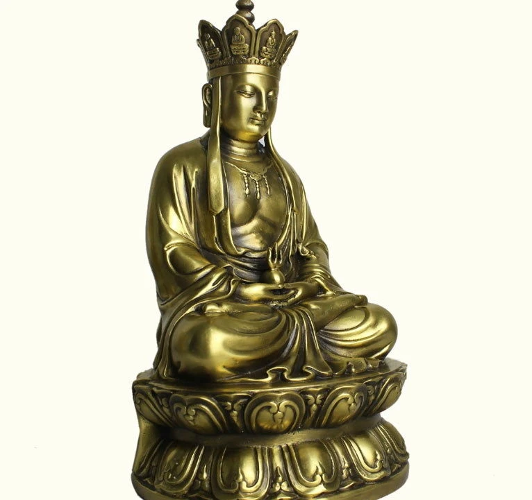 Тибетский медный латунный таньшень король монах Ksitigarbha Jizo Будда сидящий статуя