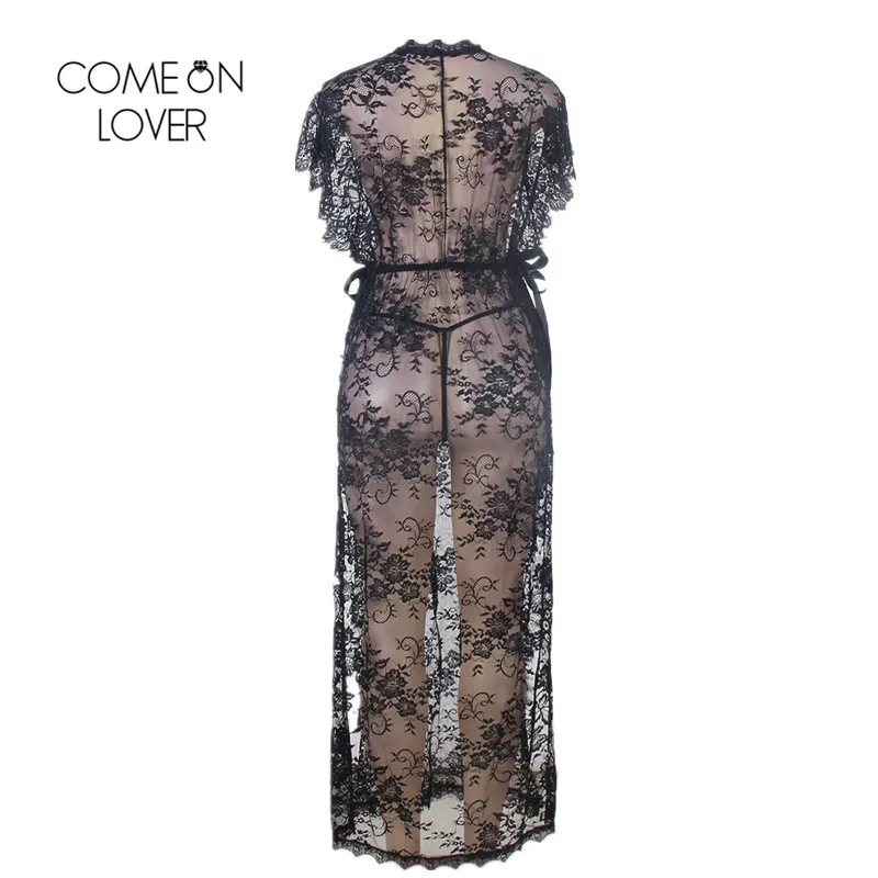 Comeonlover женские халаты с Боковым Разрезом пижамы коротким рукавом кружевное