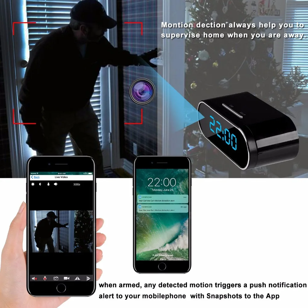 1080P wifi мини-камера с будильником времени беспроводной Няня часы P2P IP/AP безопасность ночное видение датчик движения дистанционный монитор микро домашний