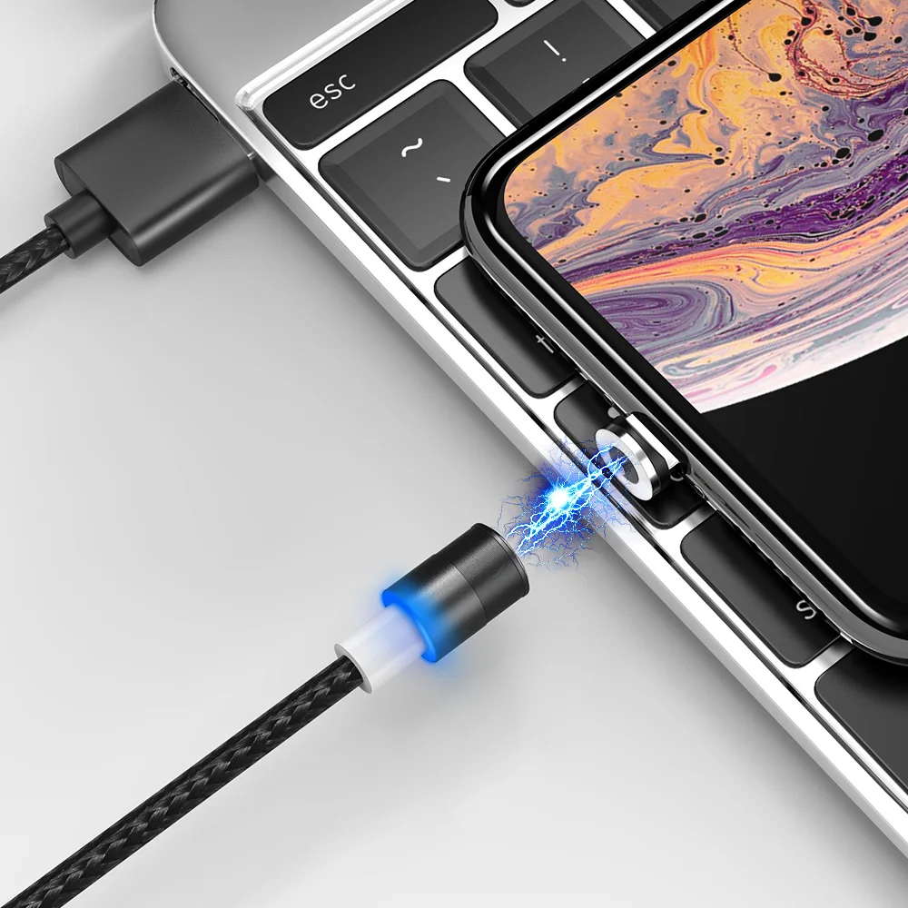 Магнитный кабель KISSCASE для iPhone 7 X XS USB Micro Type C быстрой зарядки передачи данных Huawei