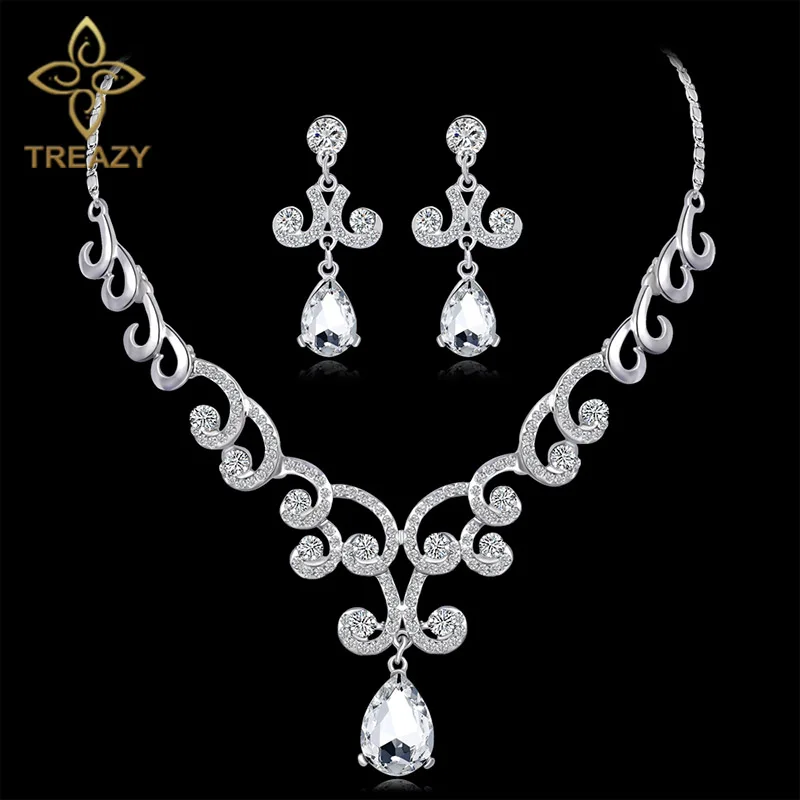 Комплект из колье и серёг серебристого цвета|Ювелирные наборы для невесты| |