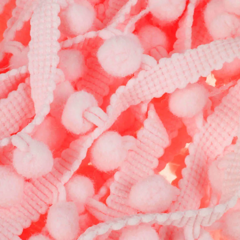 pink 5 ярдов 1 см красочное кружево с помпонами отделка шар кисточка лента ручной работы бахрома швейная ткань DIY Ремесло Швейные аксессуары кружево - Цвет: pink