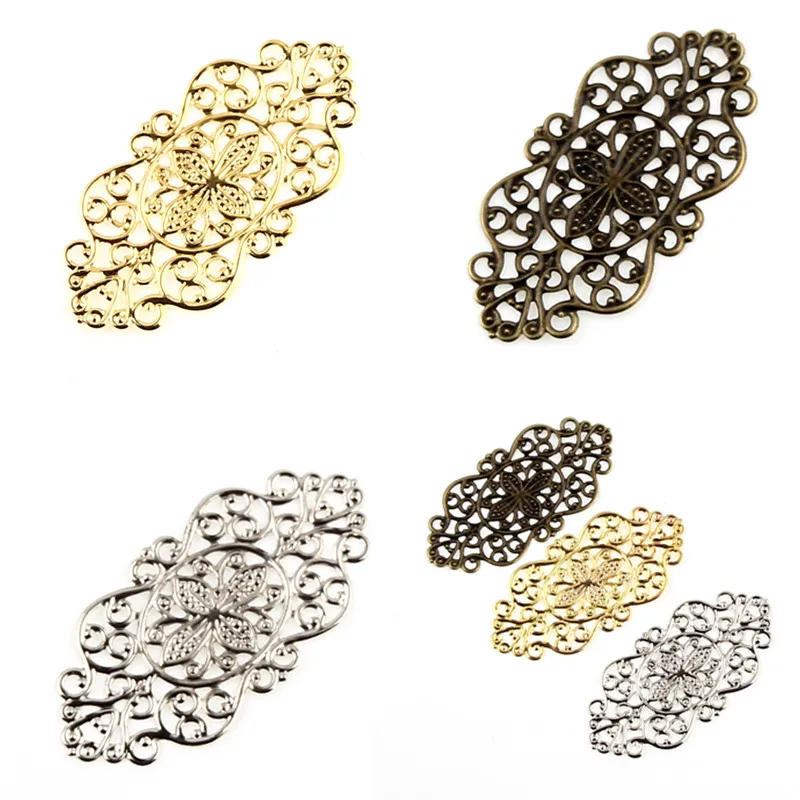 

57x18mm 25pcs Middle Flower Alloy Findings Connectors Jewelry Accessories DIY Decorative Protector Gadgets