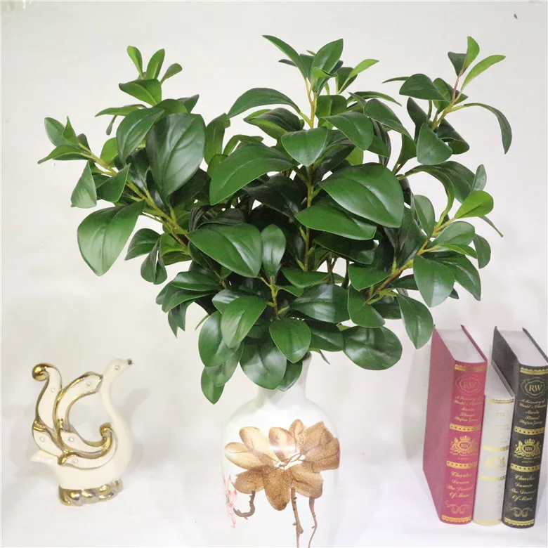 Искусственная трава с 3 стеблями зеленые листья для гостиной сада травы стены