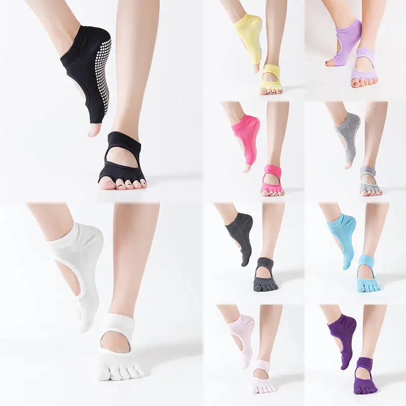 1 пара носки с открытыми пальцами для женщин и девочек нескользящие спортзала