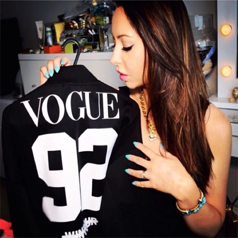 Базовые куртки для женщин Мода 2016 года с длинным рукавом Письмо куртка печати Vouge