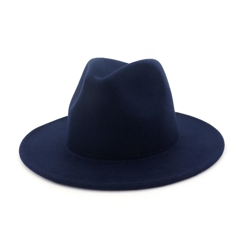 Насыщенный Шерсть Fedoras широкие плоские края Джаз фетровая шляпа Шапки Панама