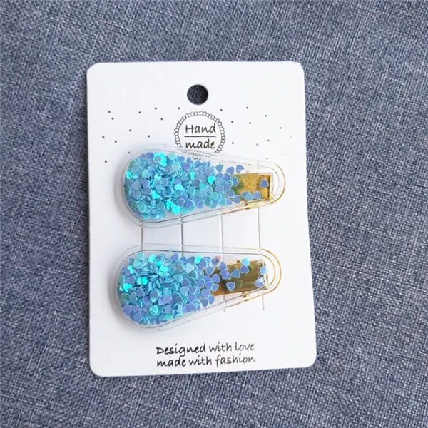 blue 10 пара/лот, новинка, прозрачные, песочные, детские, яркие заколки для волос, красивые красочные блестки, заколки для волос для девочек, аксессуары для волос принцессы - Цвет: blue