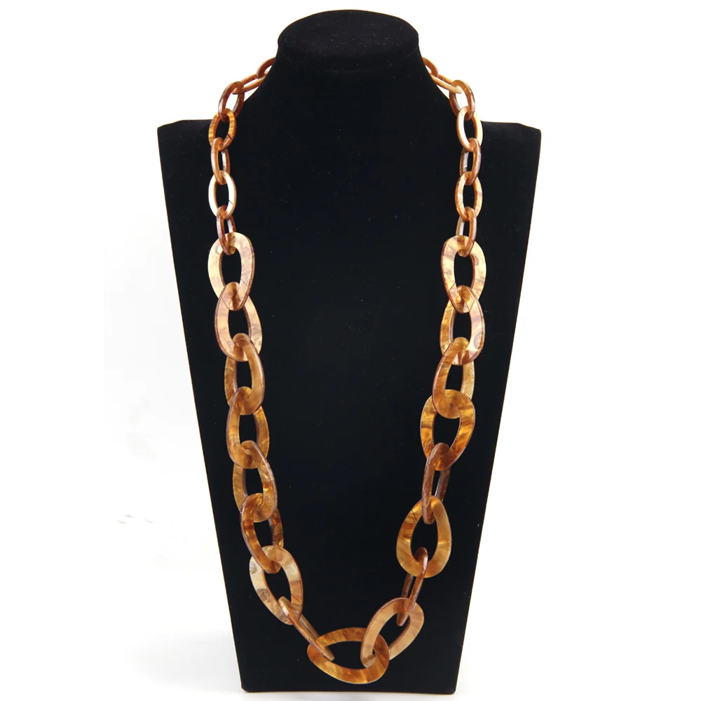 

FishSheep New Acrylic Long Chain Necklace Simple Design Plastic Chunky Link Chain Pendant Necklace 2017 Fashion Jewelry