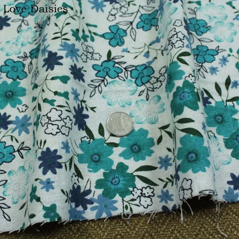 Хлопковая/льняная красная зеленая фиолетовая деревенская цветочная ткань в