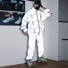 Весенне-осенняя мужская спортивная одежда, комплект из 2 предметов, спортивный костюм, куртка + штаны, мужской спортивный костюм, 3 м, блестящий