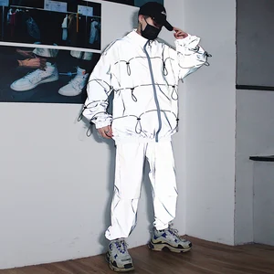 Весенне-осенняя мужская спортивная одежда, комплект из 2 предметов, спортивный костюм, куртка + штаны, мужской спортивный костюм, 3 м, блестящий