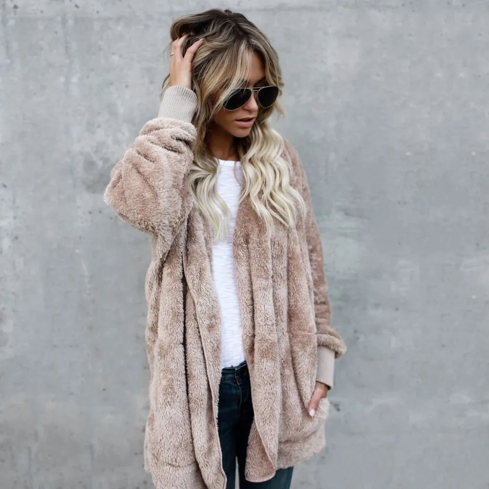 FJUN Fur Cardigans Women Long Sleeve Oversize Autumn Wool Casual Loose Coverup Tops Winter Coat Female Sweaters Plus Size S-3XL |