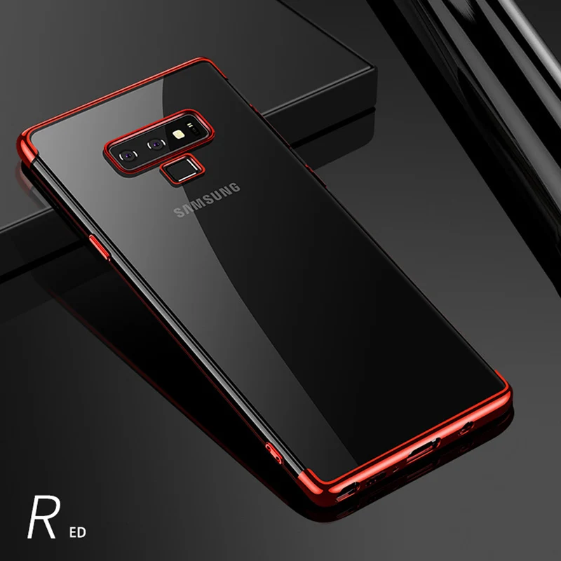 Красный ITEUU ТПУ прозрачный гальванический чехол для телефона samsung Galaxy Note 9 Чехлы мягкая прозрачная задняя крышка роскошный - Цвет: Красный