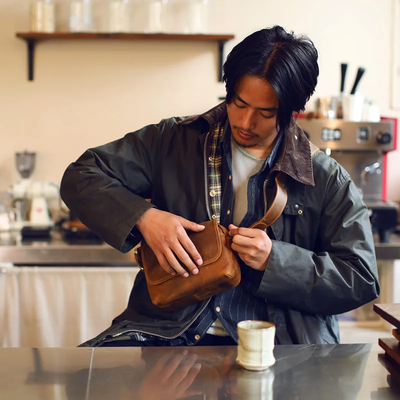 LANSPACE мужская кожаная сумка через плечо маленькая ручной работы модные