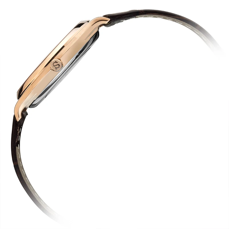 Ультратонкий чехол 9 мм из розового золота с арабскими цифрами ST1812 Мужские