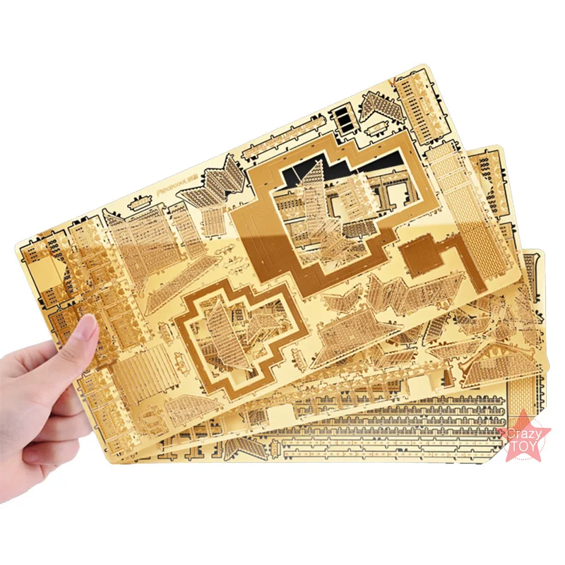 Сдельные Tengwang Pavilion строительные блоки DIY 3d Металл Nano головоломки собрать модель