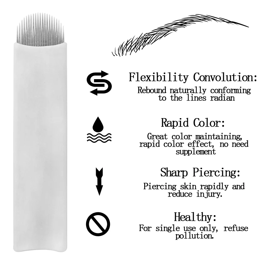Microblading иглы татуировки 10 шт. 21U 3D вышивка бровей губ карандаш для глаз