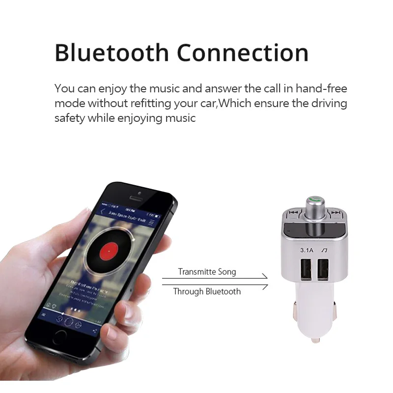 Rovtop Bluetooth fm-передатчик беспроводной автомобильный Радио адаптер MP3 плеер модулятор автомобильный комплект громкой связи Z2 3.1A двойной USB Автомобильное зарядное устройство