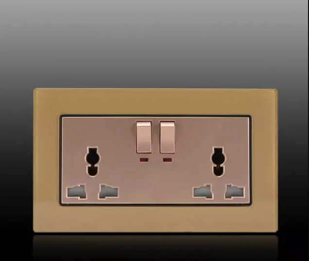 Free Shipping UK Double 13A 146mm universal socket with switch combo sockets Tempered Glass frame 4MM | Обустройство дома