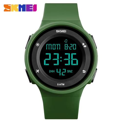 Army Green SKMEI женские уличные спортивные электронные часы Роскошные женские наручные часы светодиодный цифровой 50 м водонепроницаемые часы Relogio Feminino - Цвет: Army Green
