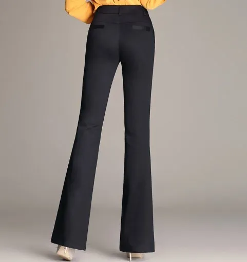 Женские деловые расклешенные брюки черные белые хаки синие размера плюс 4XL с