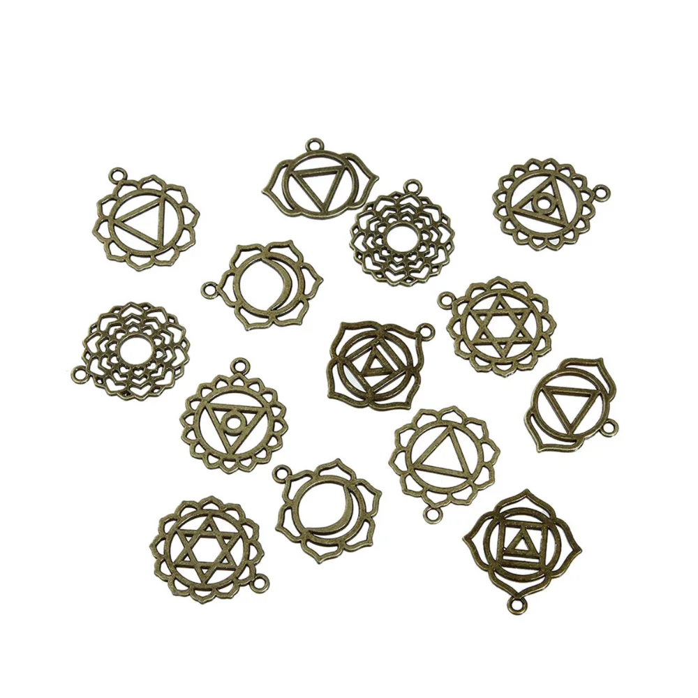 DoreenBeads Подвески чакры из сплава фиксированная старинная бронзовая Полые 31 мм x 28 (1