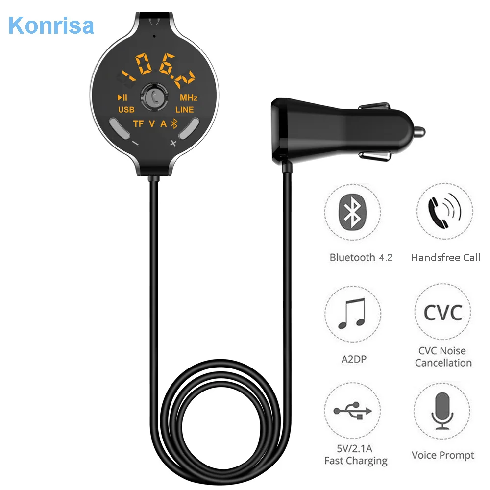 FM трансмиттер Bluetooth Автомобильный модулятор Aux выход громкая связь MP3 плеер радио