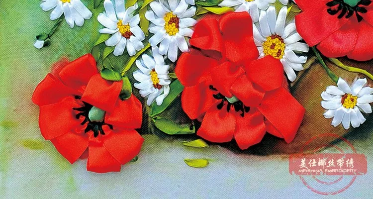 3d ленточная вышивка diy декоративная живопись цветы рукоделие Наборы ручной работы аксессуары для дома модный декоративный настенный узор C-0185