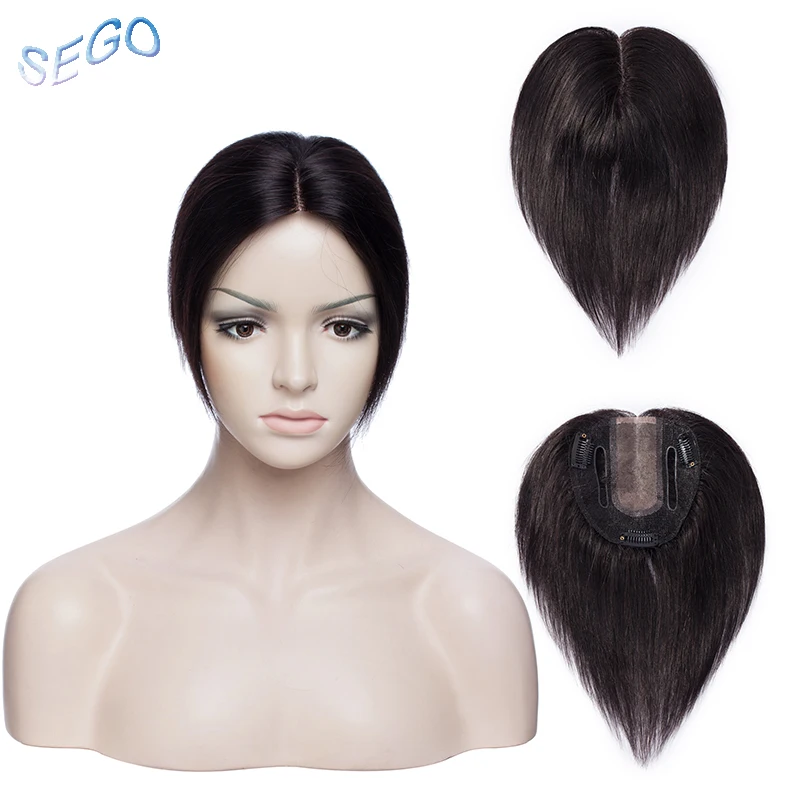 SEGO 6 дюймов 10*12 см прямые сварные и моно базовые волосы TopperToupee для женщин 3 зажима
