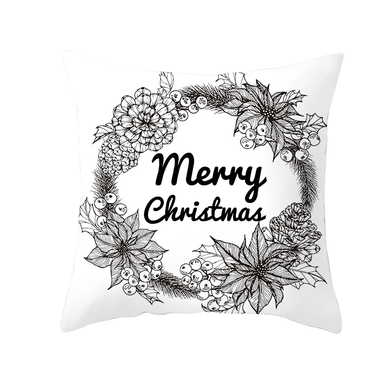 H01 mling 1pcs 45x45cm Santa Claus Christmas Tree Pillowcase Peach Skin Pillowcase Waist Pillow Polyester Throw Pillow Case Cover - Color: H01