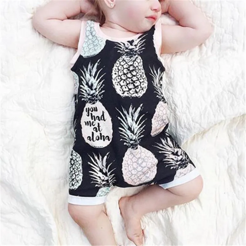 Комбинезон без рукавов для новорожденных 2018 Летний комбинезон с принтом ананаса