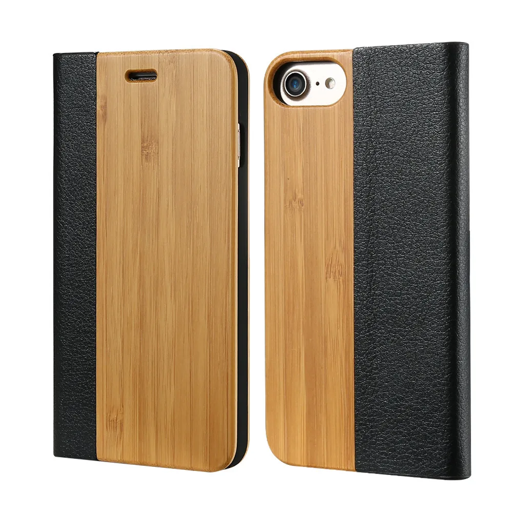 Bamboo Чехол KISS, Роскошный кожаный флип-чехол для iPhone X, 6, 6 S, 7, 8 Plus, с отделением для карт, чехол для телефона s, для samsung Galaxy S7, S7 Edge, чехол - Цвет: Bamboo