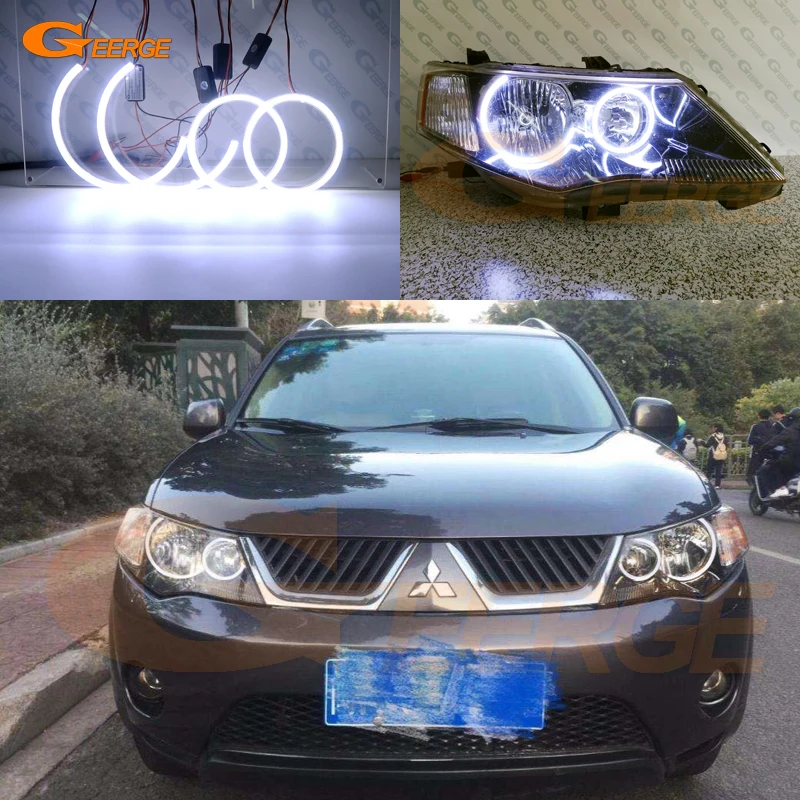 Для Mitsubishi Outlander 2007 2008 2009 галогенные фары отличные ангельские глазки Ультра яркое освещение COB комплект светодиодов «глаза ангела»